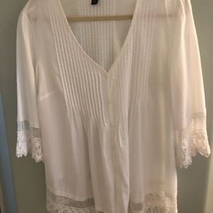 White Cotton Tunic Blouse Alfani size 12